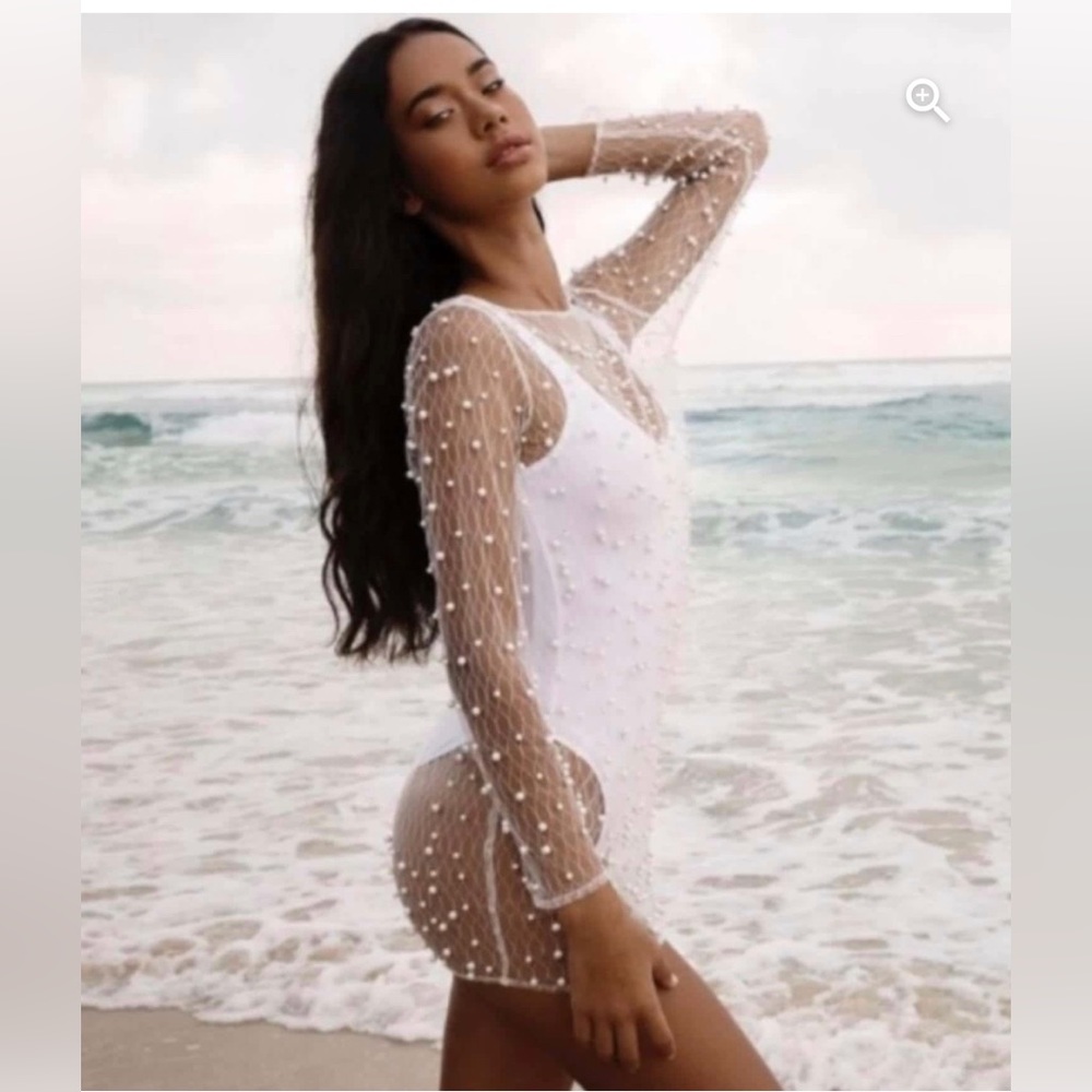 Ezili Margarite Pearl Embellished Swim Cover Up